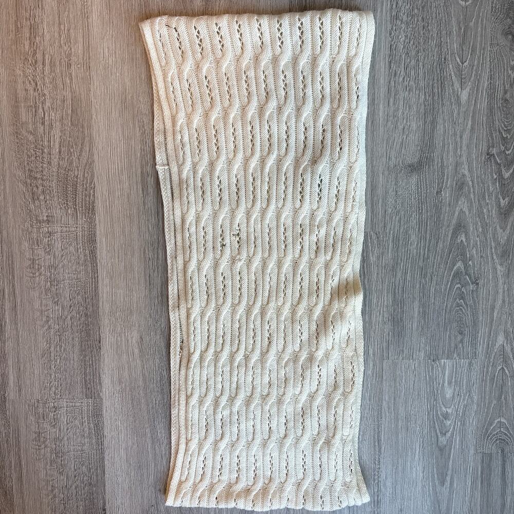 Celeste Women's Cable Knit Wool Cashmere Scarf Cream White